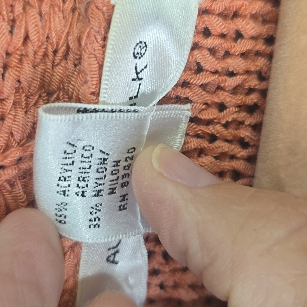 August Silk Coral Cardigan Sweater, Size L - Picture 4 of 4